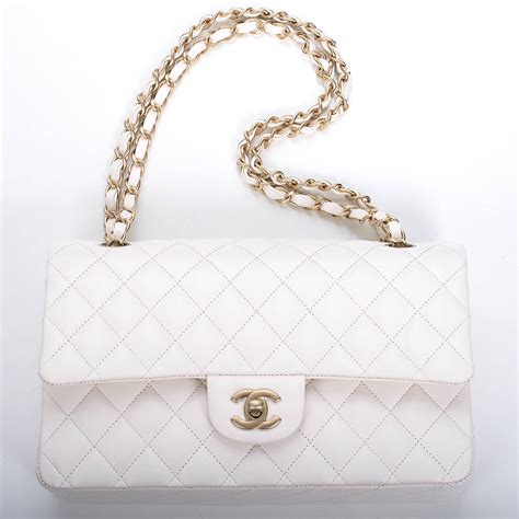 chanel quilted bag white